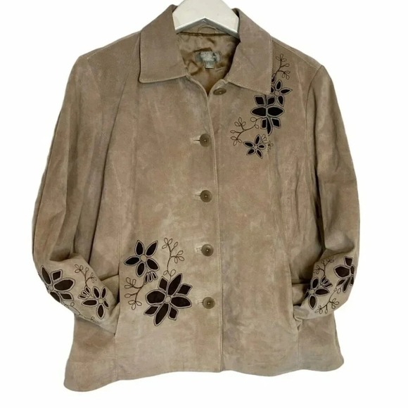 Vintage Y2K The Territory Ahead Suede Floral Embroidered Jacket Women‎ Size L - Picture 2 of 6